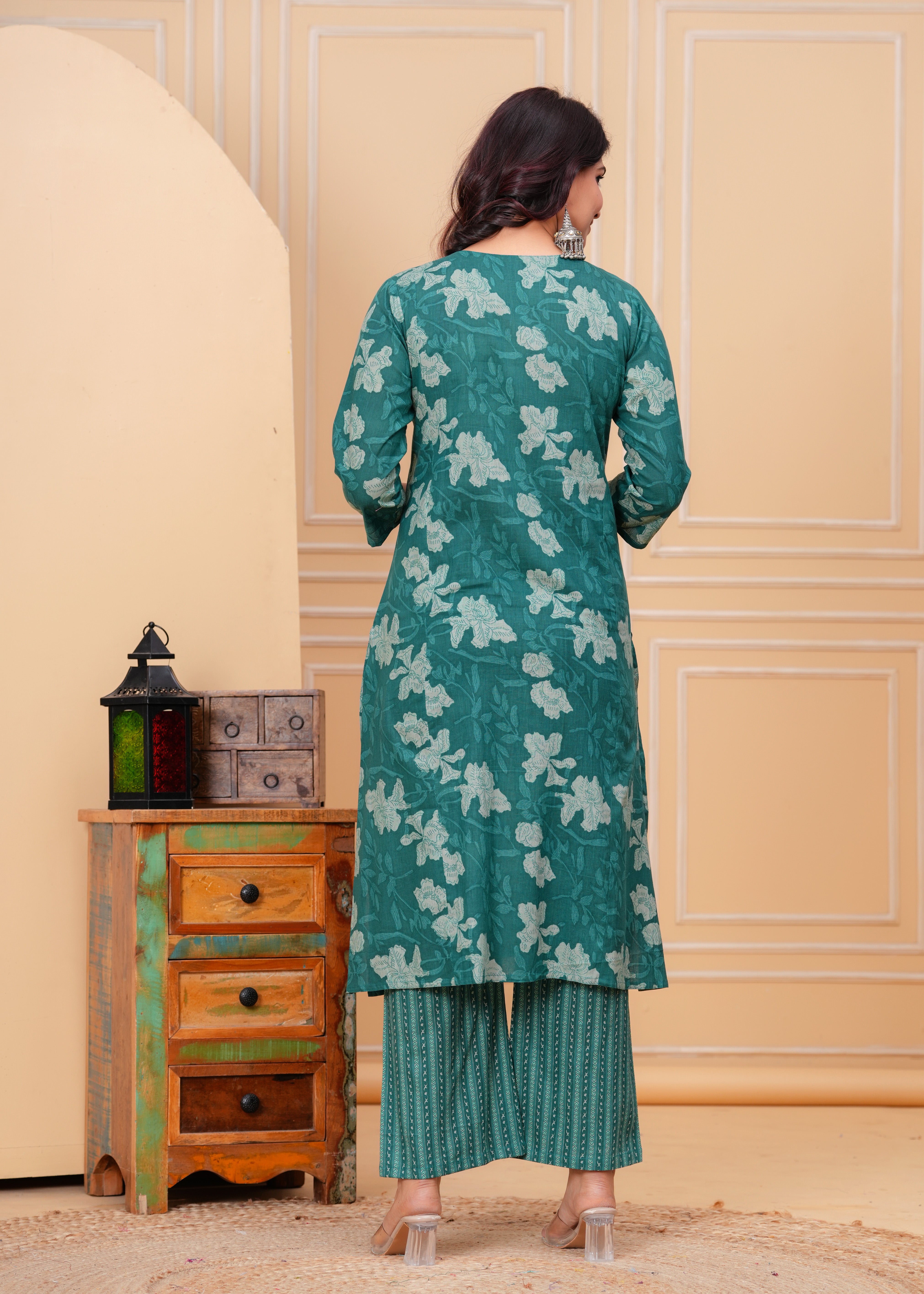 Emerald Green Cotton Kurta Set